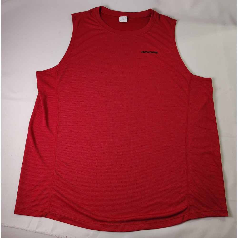 Devops Men's‎ 2XL Red Mesh Tank Top Sleeveless Gym Workout Training Shirt